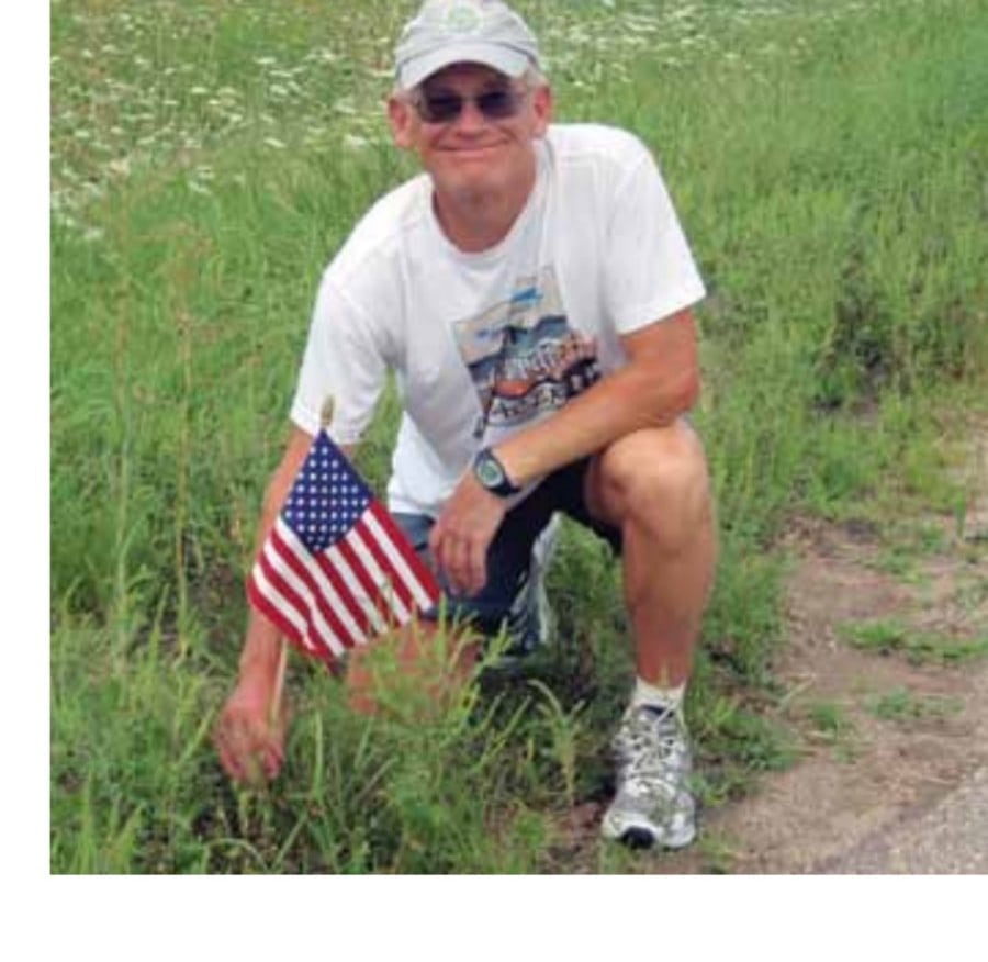 I marked the end of each day's run with an American flag.