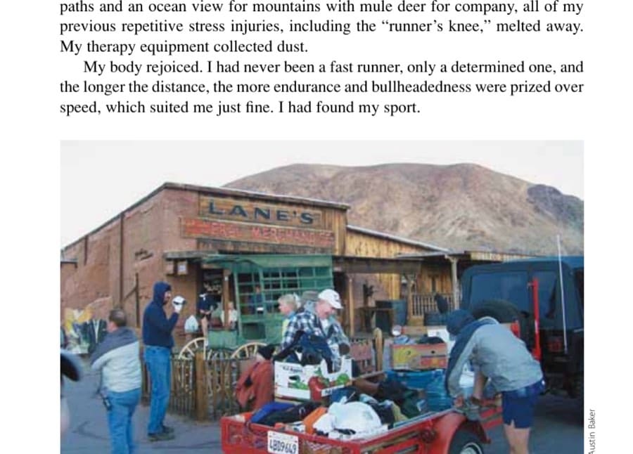 My Most Unforgettable Ultramarathon (Vol. 16, No. 2) 7 Participant drop bags being loaded near the start line in the historic ghost town of Calico.