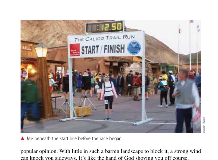 My Most Unforgettable Ultramarathon (Vol. 16, No. 2) 9 Me beneath the start line before the race began.