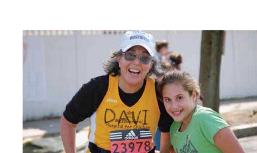Bebe meets her grandmother at mile 20 of the Boston Marathon.