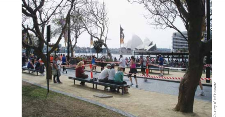 Unmistakeably Sydney: running within sight of the famous Opera House.