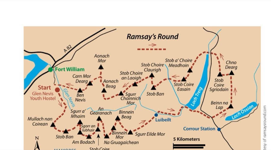 Running The Ramsay 19 A map of Ramsay's Round.