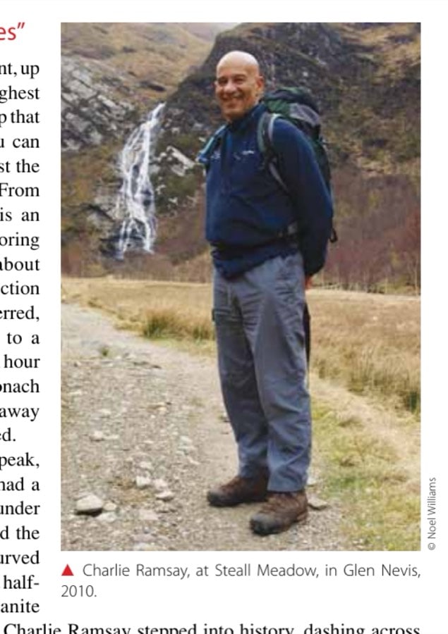 Running The Ramsay 15 Charlie Ramsay, at Steall Meadow, in Glen Nevis, 2010.
