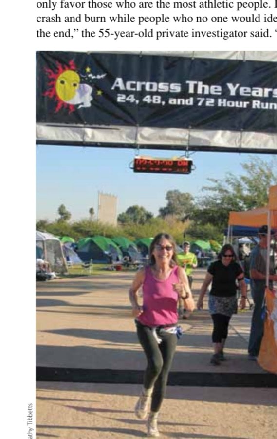 Fran Mason at the 48-hour race, getting closer to her 1,000-mile jacket. Special jackets are awared to those reaching 1,000 lifetime miles at ATY.