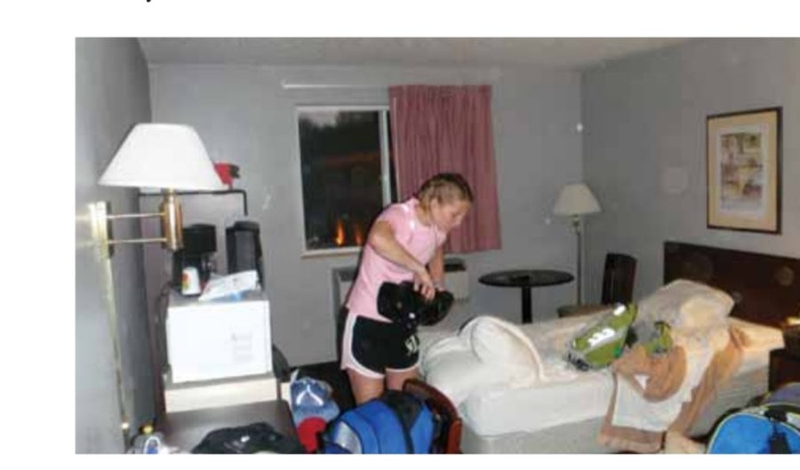 First 100-Miler 24 Jenny prepares for the race the night before in the hotel room.