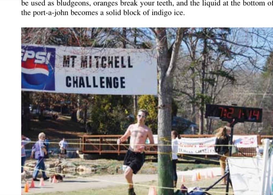 This is a shot of me finishing the race in 2011, proof that it was very warm that year.