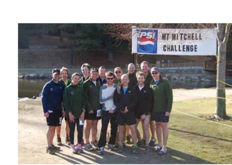 This bunch is part of the Harbison Trail Runners group at the finish of the Mount Mitchell Challenge.