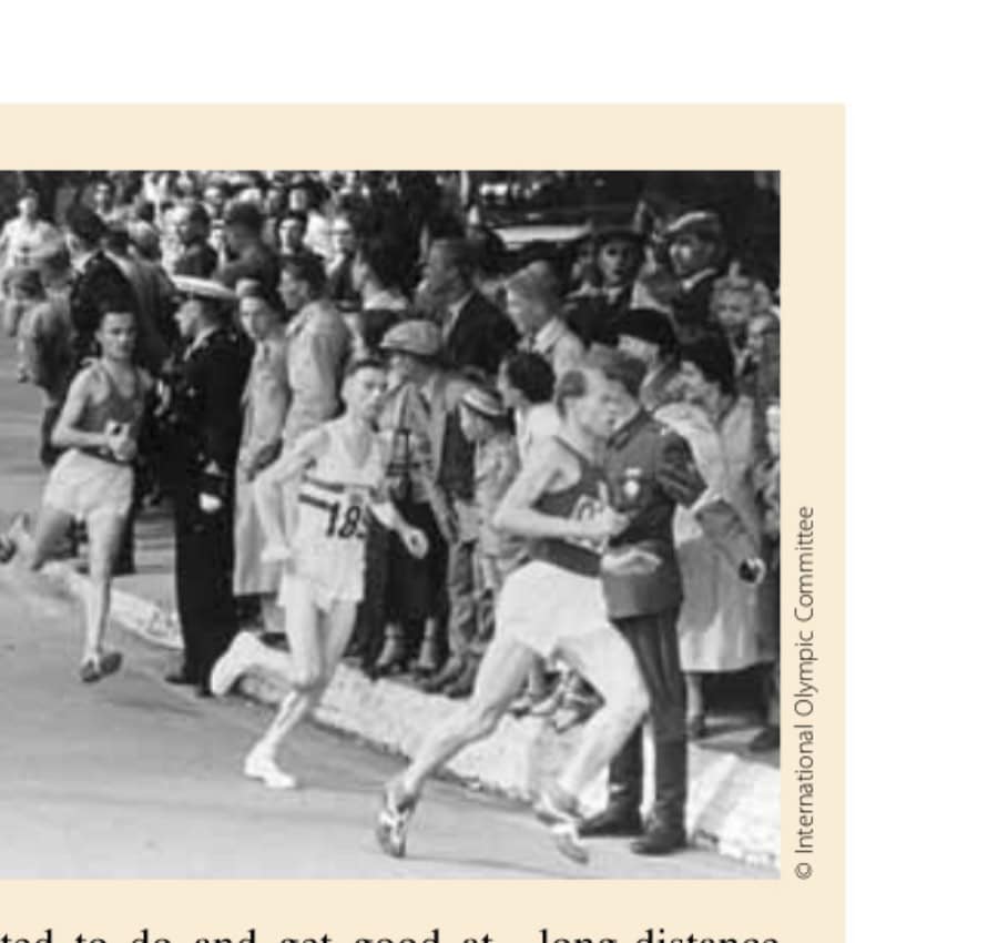 In Emil’s Footprints 19 Emil Zátopek, on the way to winning the 1952 Olympic Marathon in Helsinki, leads Stan Cox (Great Britain) early in the race. Cox, who did not finish that day, was seventh behind Zátopek in the Olympic 10,000 in London in 1948.