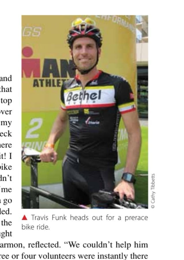 Travis Funk heads out for a prerace bike ride.