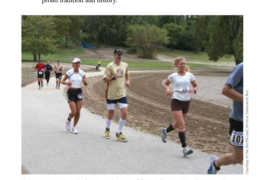 Runners near the Lake Erie shore during the fall NorthCoast 24-Hour Endurance Run.