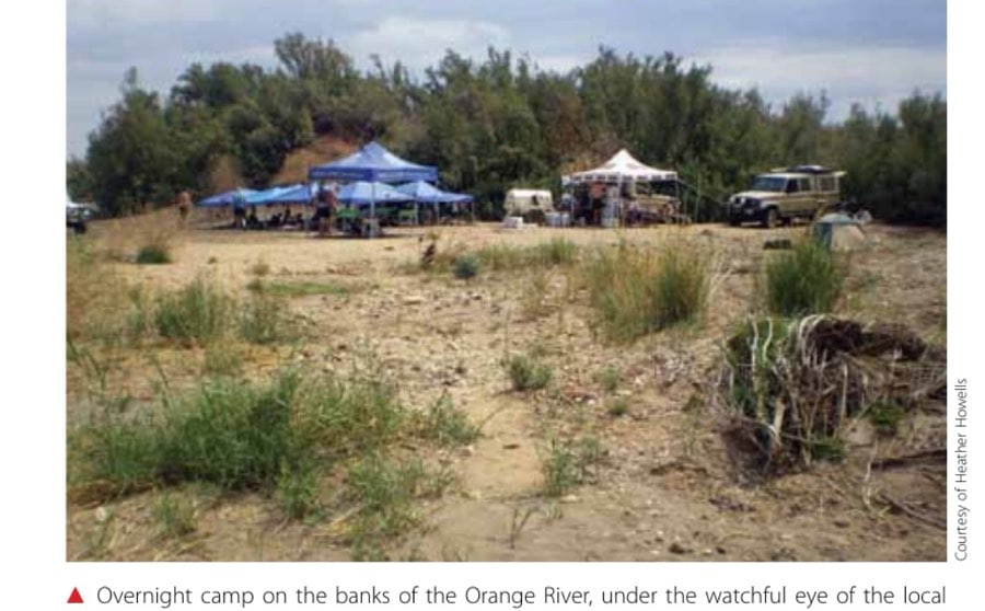 Overnight camp on the banks of the Orange River, under the watchful eye of the local inhabitants.