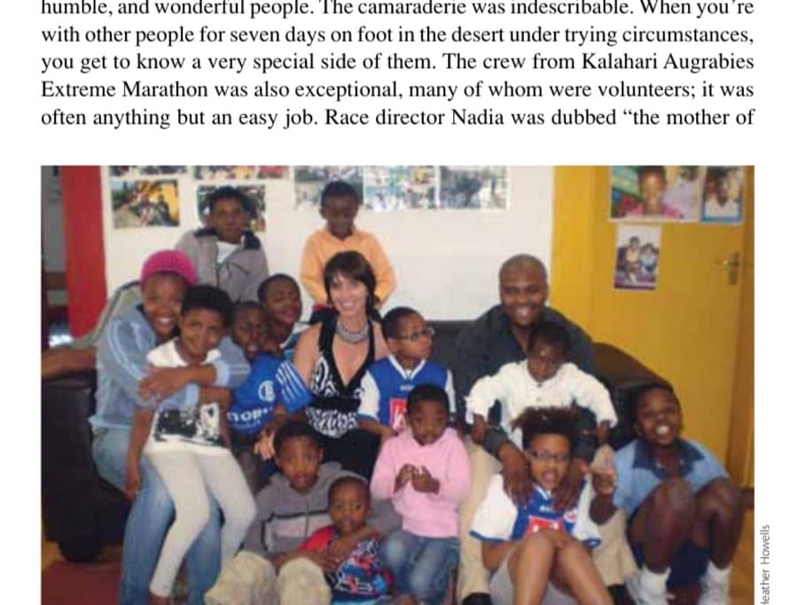The author has a postrace visit with the kids at HOKISA.