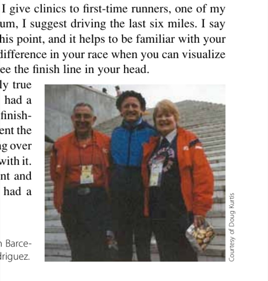 Wearing the winner's laurel wreath in Barcelona, Spain, with Andy and Yolanda Rodriguez.