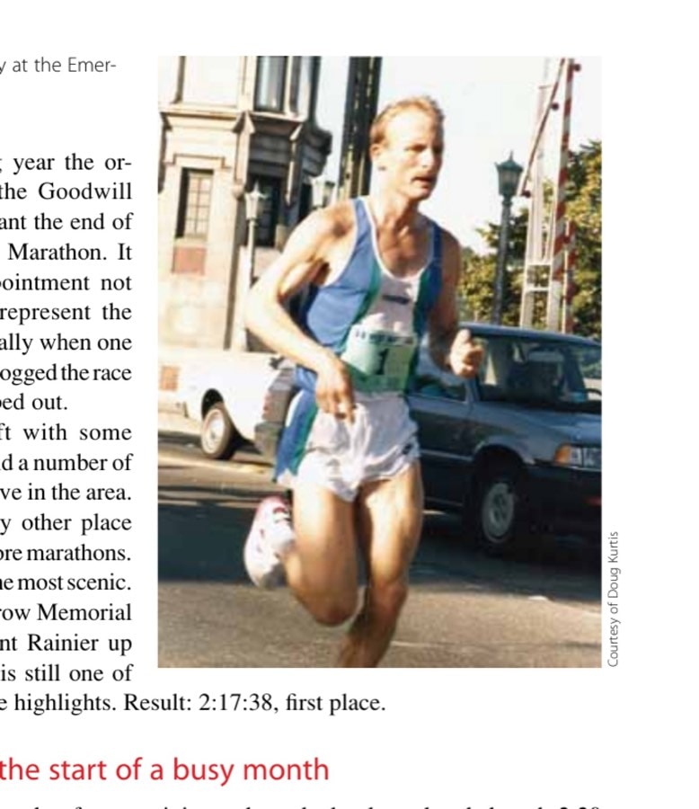 En route to victory at the Emerald City Marathon.