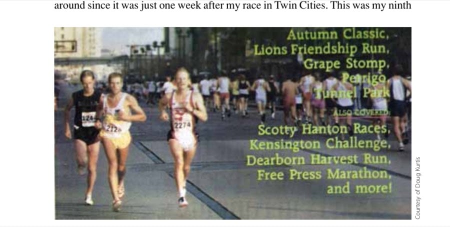 Getting ready to make my move on Rick Mannen in the Detroit Free Press Marathon.