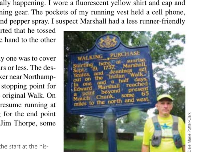 Following My Grandfather's Footsteps 28 Moments before the start at the historic marker in Wrightstown.