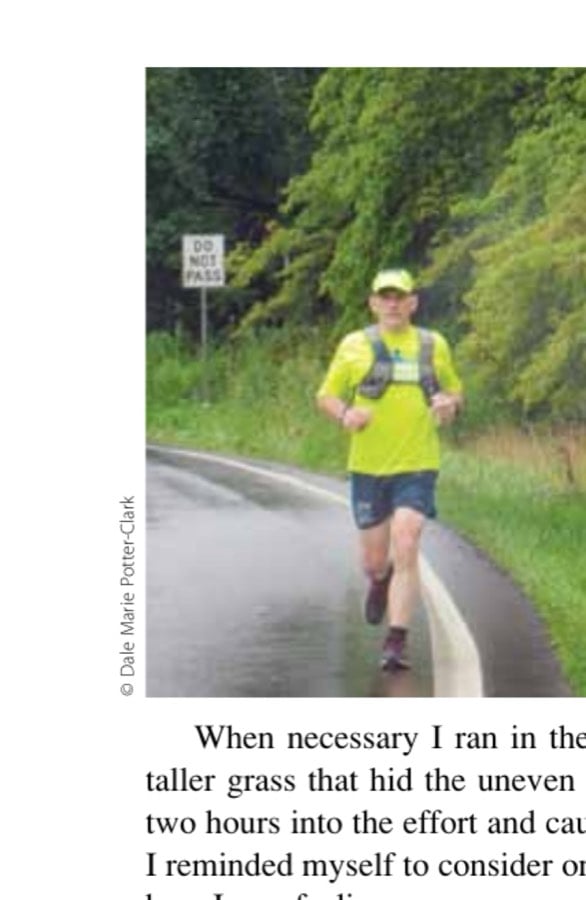 Following My Grandfather's Footsteps 29 Around 12 miles from the start, the author has only a narrow shoulder to run on.