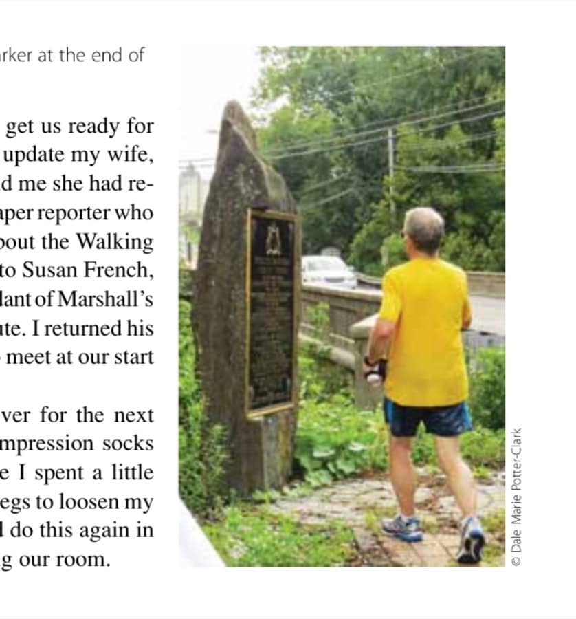 Following My Grandfather's Footsteps 32 The author touches the marker at the end of day 1.