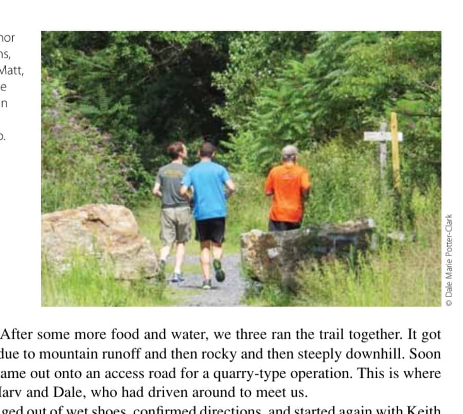 Following My Grandfather's Footsteps 26 The author and his sons, Keith and Matt, crossing the Appalachian Trail at the Lehigh Gap.