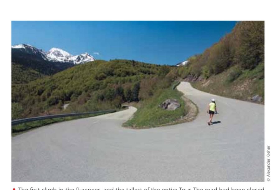 The first climb in the Pyrenees, and the tallest of the entire Tour. The road had been closed due to snowstorms and was just reopened that morning.