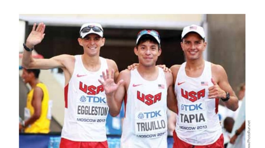 All smiles: The men of Team USA give a wave before lining up next to the best in the world on August 17.