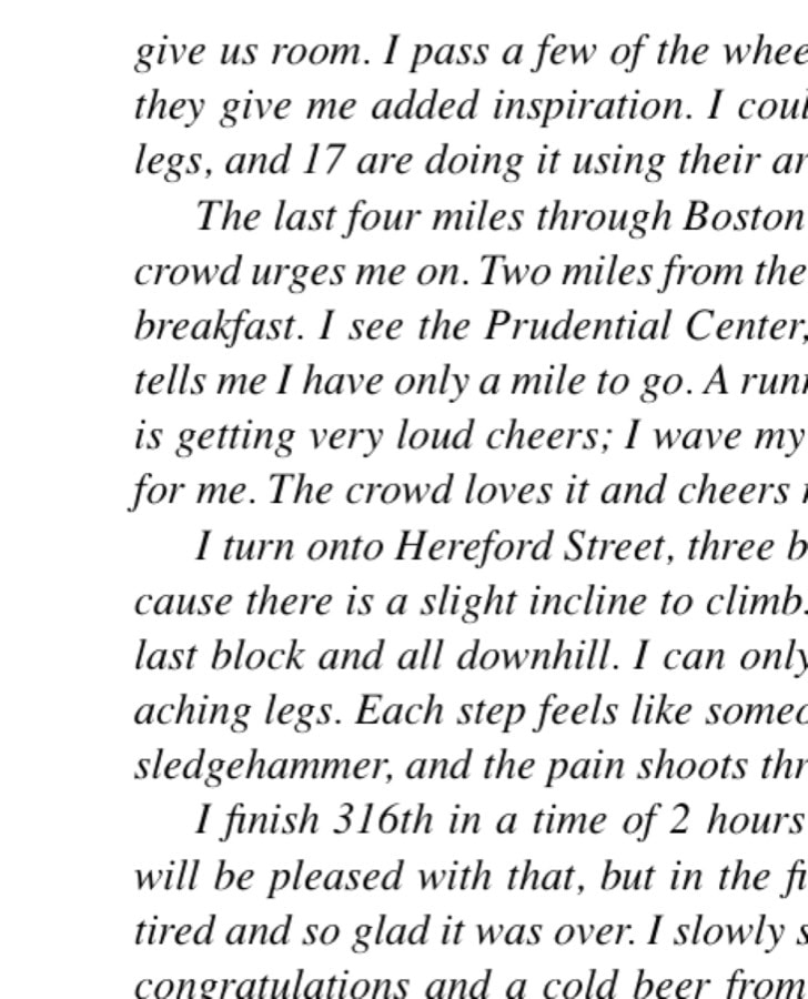 The author (#388) looking for encouragement on the hills of Boston in 1978.