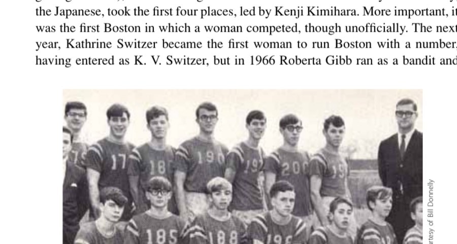 Love That Dirty Water 10 The Riverside cross-country team in the fall of 1965. Future Boston Marathon runners are Bill Nordstrom (back row, #190), the author (back row, #200), and the author's brother Mike (front row, first on the left).