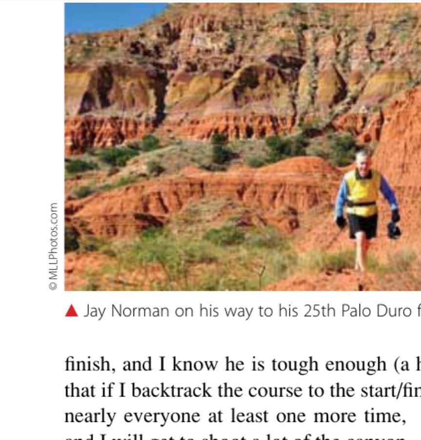 Jay Norman on his way to his 25th Palo Duro finish.