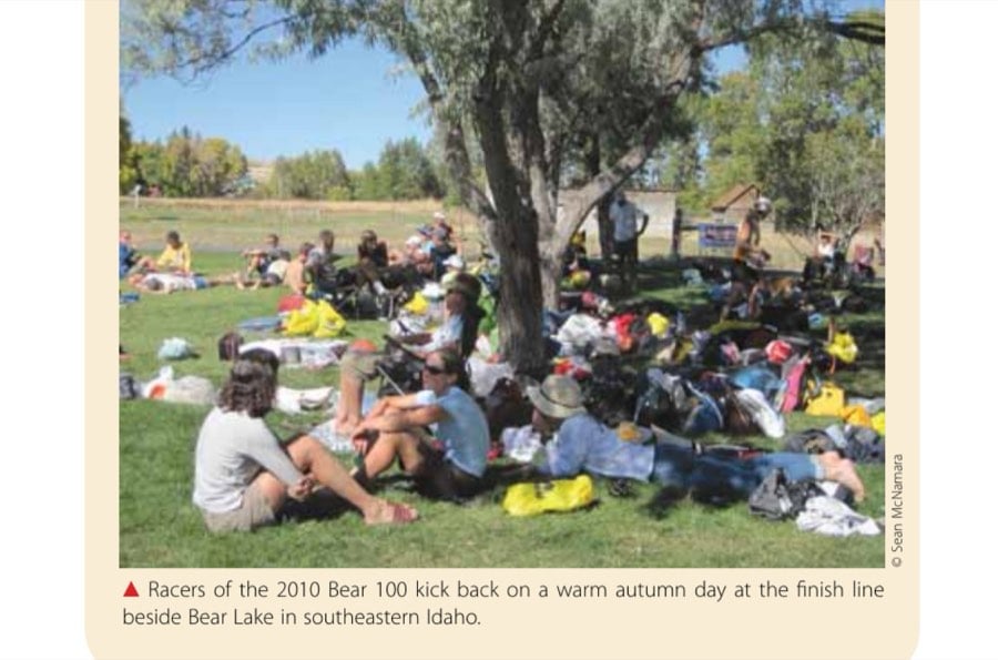 My Most Unforgettable Ultramarathon (Vol. 18, No. 3) 11 Racers of the 2010 Bear 100 kick back on a warm autumn day at the finish line beside Bear Lake in southeastern Idaho.