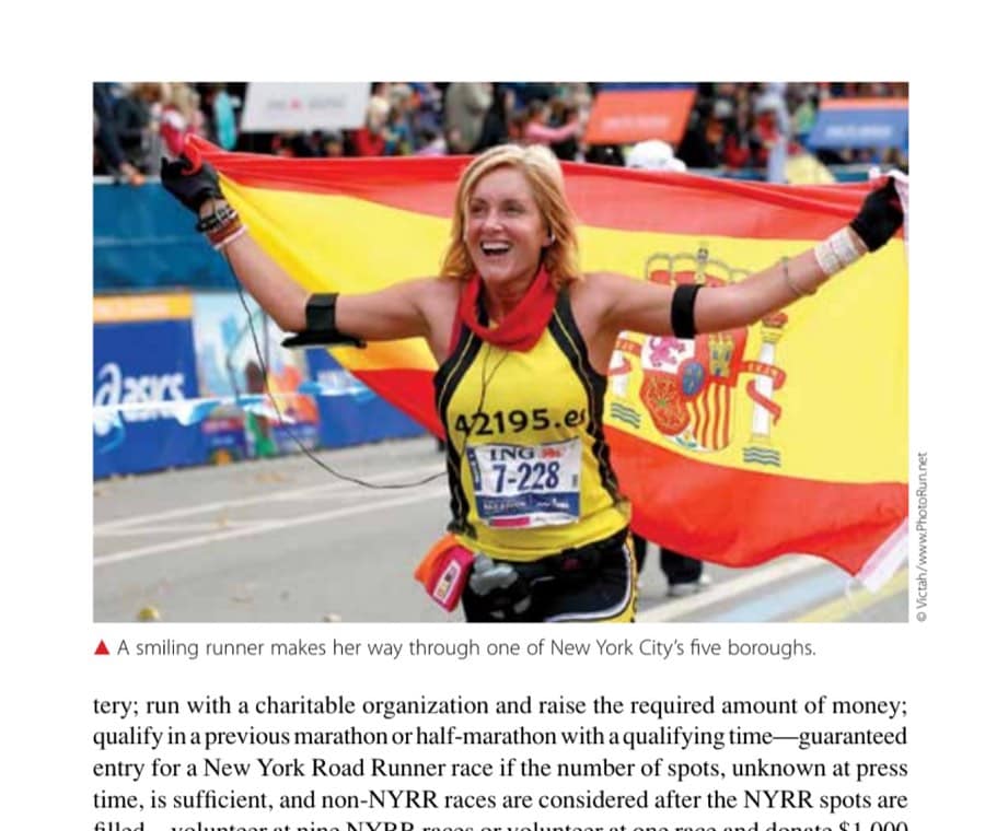 A smiling runner makes her way through one of New York City's five boroughs.