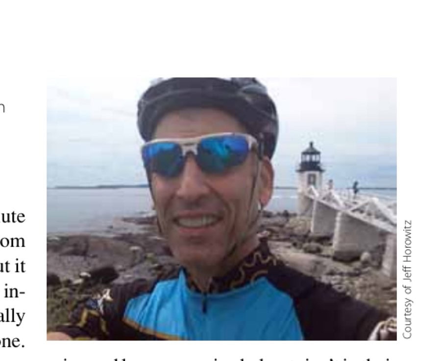 Cycling For Runners 8 Proper headgear is a must. The author properly clad during a ride in Maine.