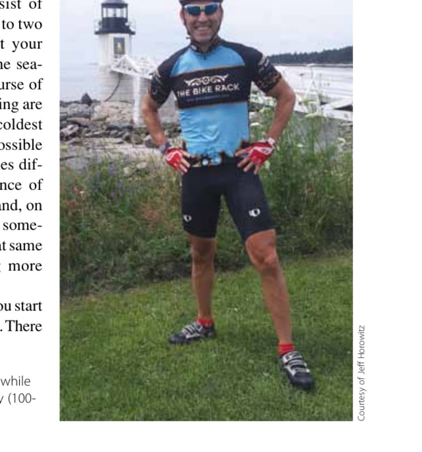 Cycling For Runners 9 The author taking a break while riding the Lobster Roll century (100-mile) ride in Maine.