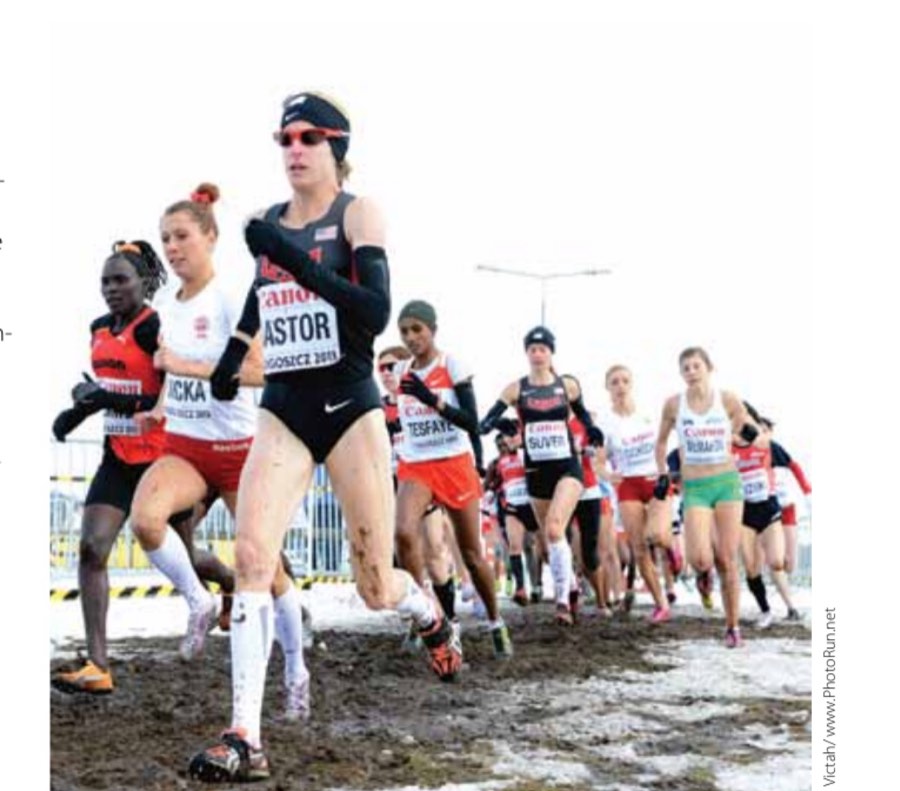 Deena battles the best cross-country runners in the world at the IAAF Cross-Country World Championships in Bydgoszcz, Poland, in March 2013.