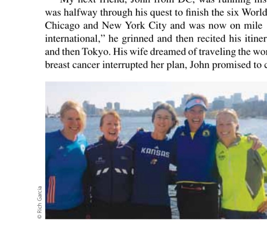 Left to right: Karen Peesker, Joy Gayter, Vicki Vossler, the author, and Michele Tritt enjoying Boston Marathon weekend.