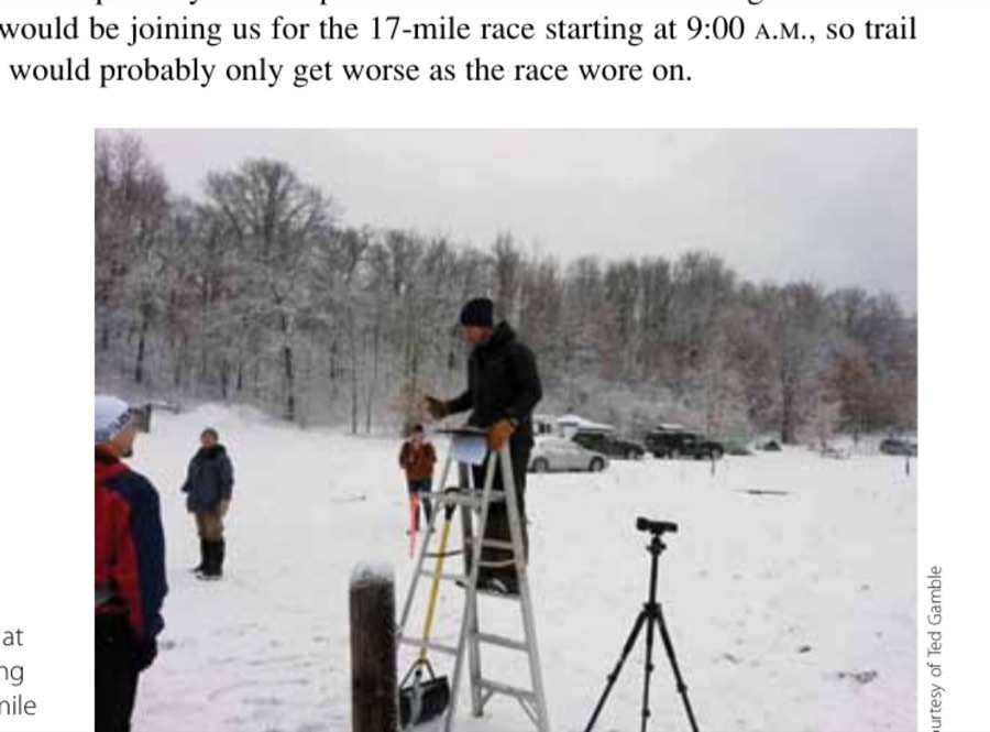 Runners receiving instructions at the beginning of the 100-mile race.