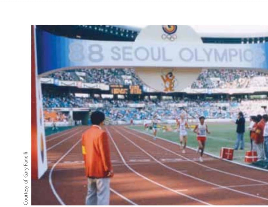 Here I am finishing the Olympic Marathon, just behind Carlos Retiz of Mexico.