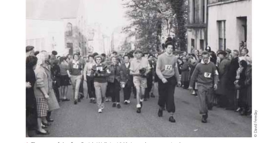 The start of the first Parish Walk in 1960. I am the geezer in shorts.