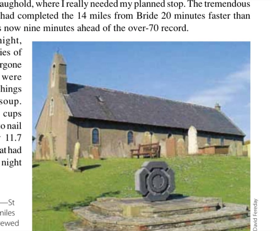 The 15th church—St Maughold—at 67 miles where the ladies brewed fantastic soup.