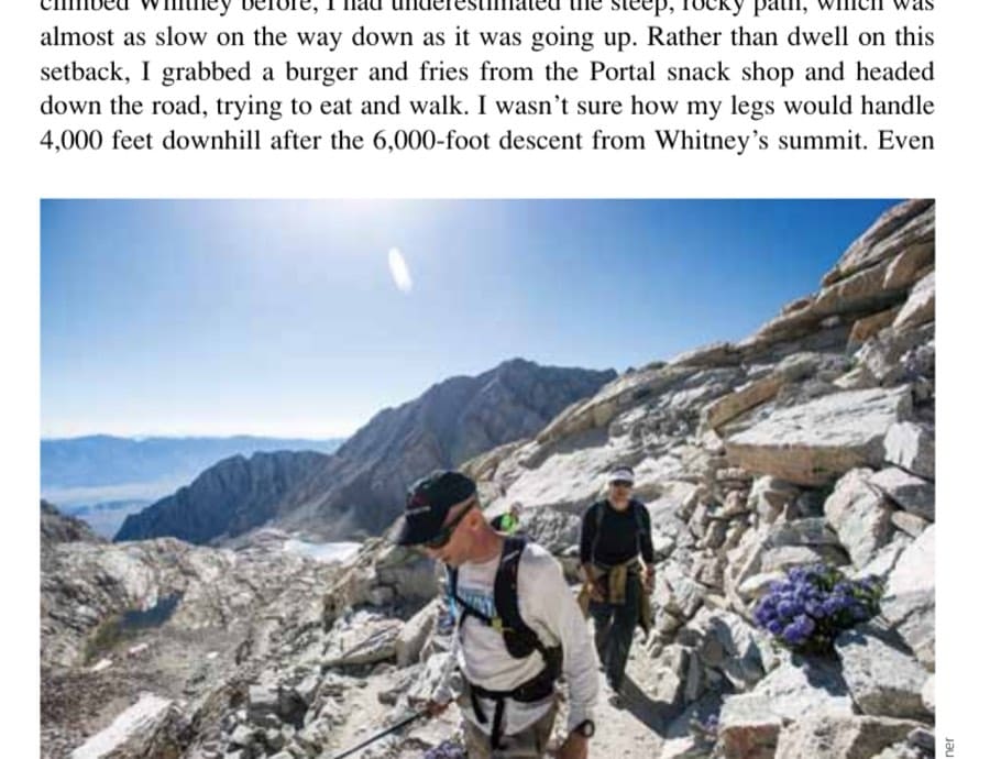 Running The 292-Mile Badwater Double 21 On the way to Whitney's summit. That's me on the left, Dan Khalili on the right.