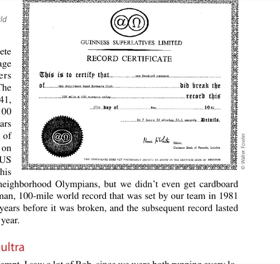 The world record certificate from the Guinness Book of World Records.