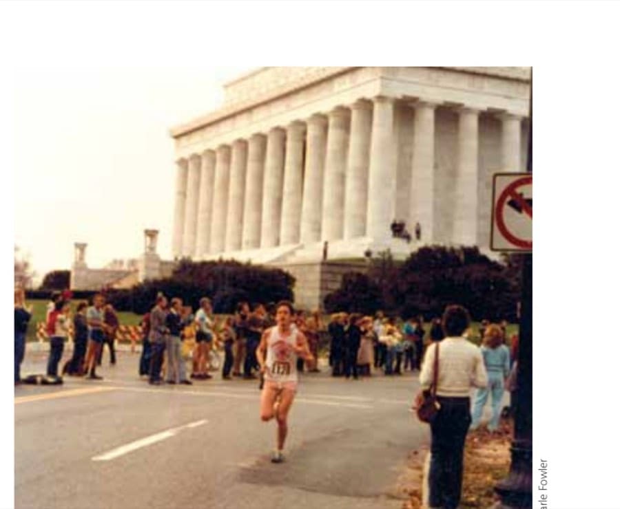 Walter during one of several "near-misses," this one at the 1982 Marine Corps Marathon (finishing time 2:30:14!). It would be several more months before his sub-2:30 marathon.