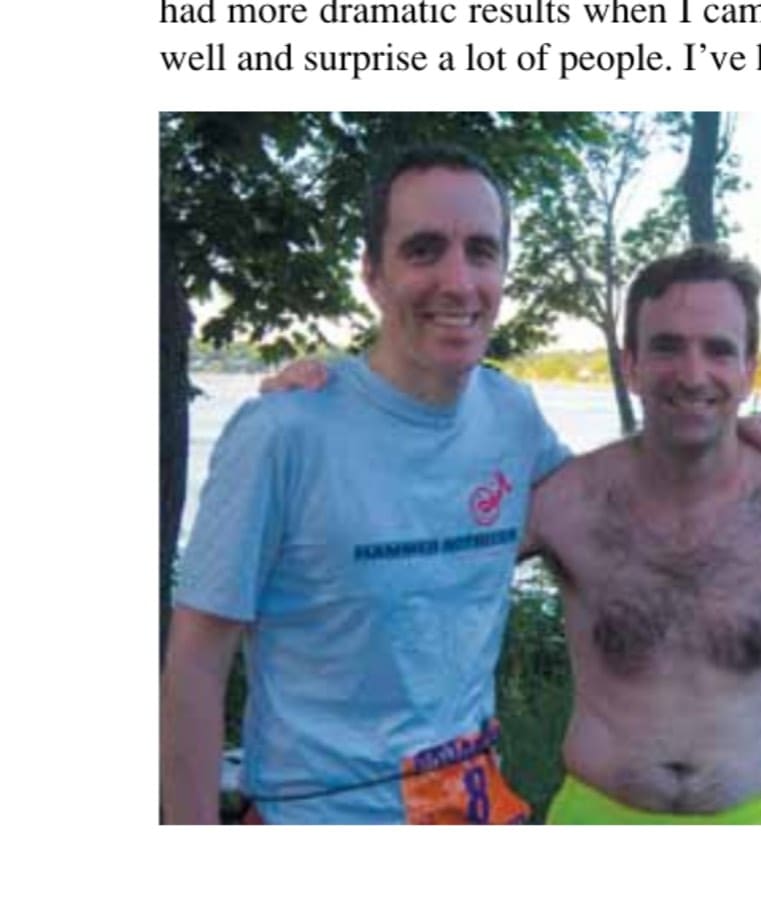 Byron (left) and the author after the 2014 race—10 years after first competing against each other in the Joe Kleinerman 12-hour run.