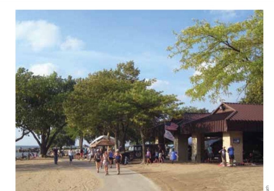 Edgewater Park Pavilion, along with the NC24 aid station and the timing hummer.