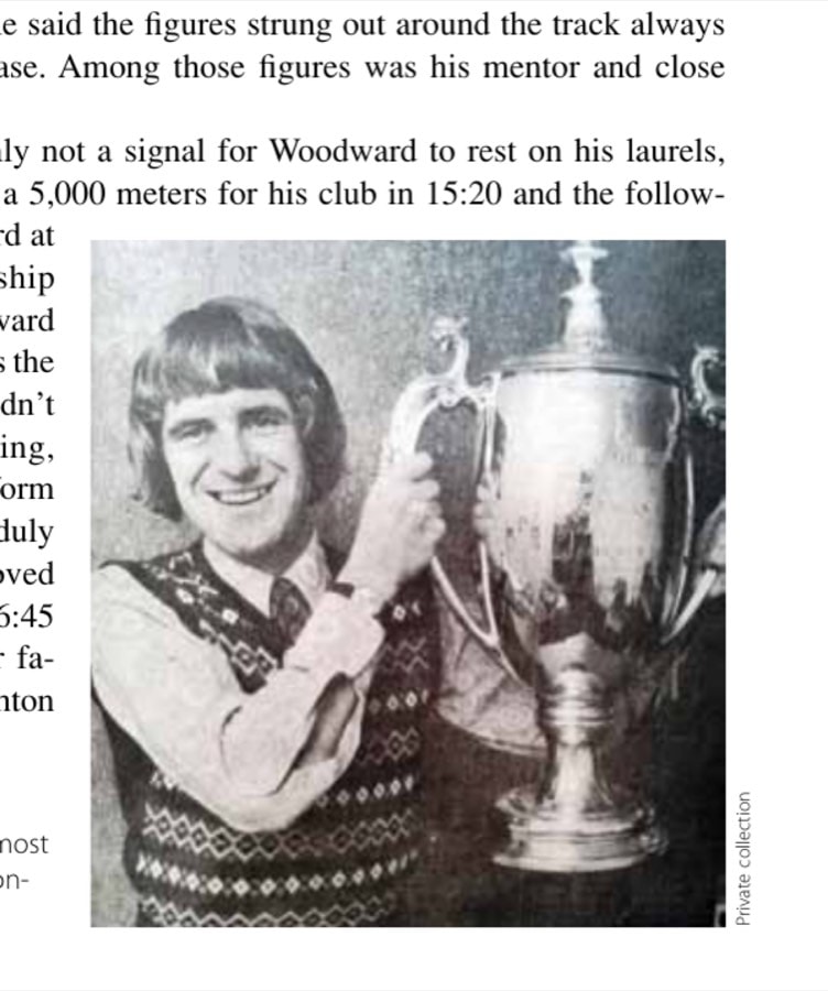 Woodward with one of his most coveted prizes, the 1975 London-to-Brighton winner's trophy.