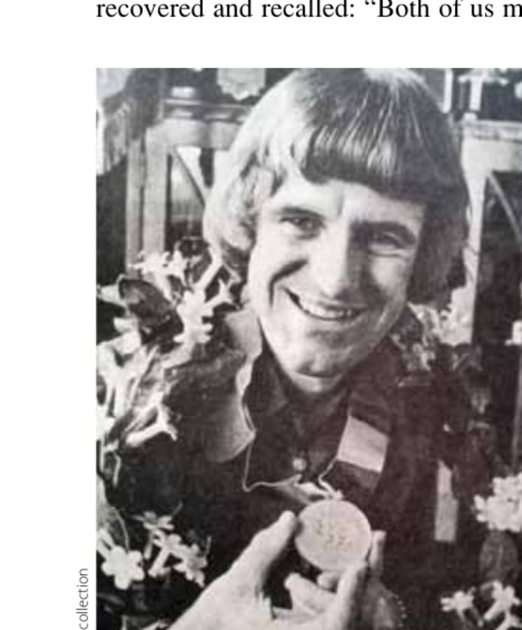 Left, Woodward with the spoils of success after his 100-mile track world-best time in 1975. Right, an autographed souvenir from "The greatest 100-mile race ever staged."