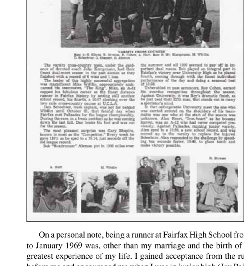 Fairfax varsity cross-country team photo, fall 1968.