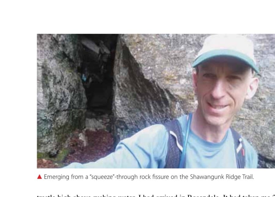 Running The Shawangunk Ridge Trail 14 Emerging from a "squeeze"-through rock fissure on the Shawangunk Ridge Trail.