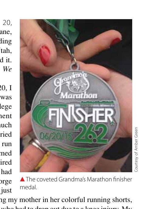 The coveted Grandma's Marathon finisher medal.