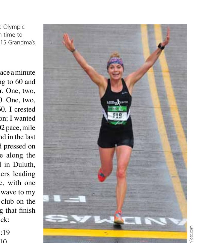 Qualifying for the Olympic Trials Marathon with time to spare during the 2015 Grandma's Marathon.