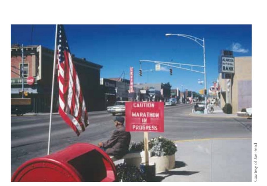 The 1968 Olympic Marathon Trials 11 One of the signs used to create a safe running lane along the north side of Main Street.